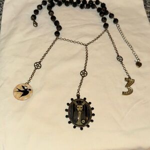 Vintage Betsy Johnson Beaded long Necklace with Charms